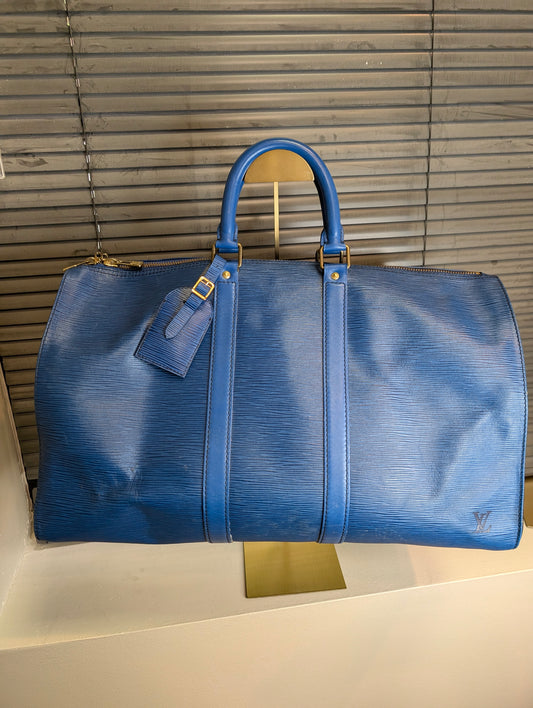 Louis Vuitton Keepall 45 in Blue Epi Leather